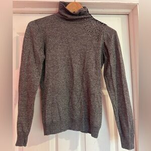 Ports 1961 Gray Turtleneck Sweater with Embellishments